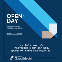 Sabato 7 dicembre: Open Day del corso di Laurea Magistrale in Biotecnologie (LM9) 