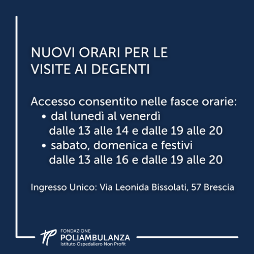 Nuovi orari per le visite ai degenti: in vigore a partire da luglio